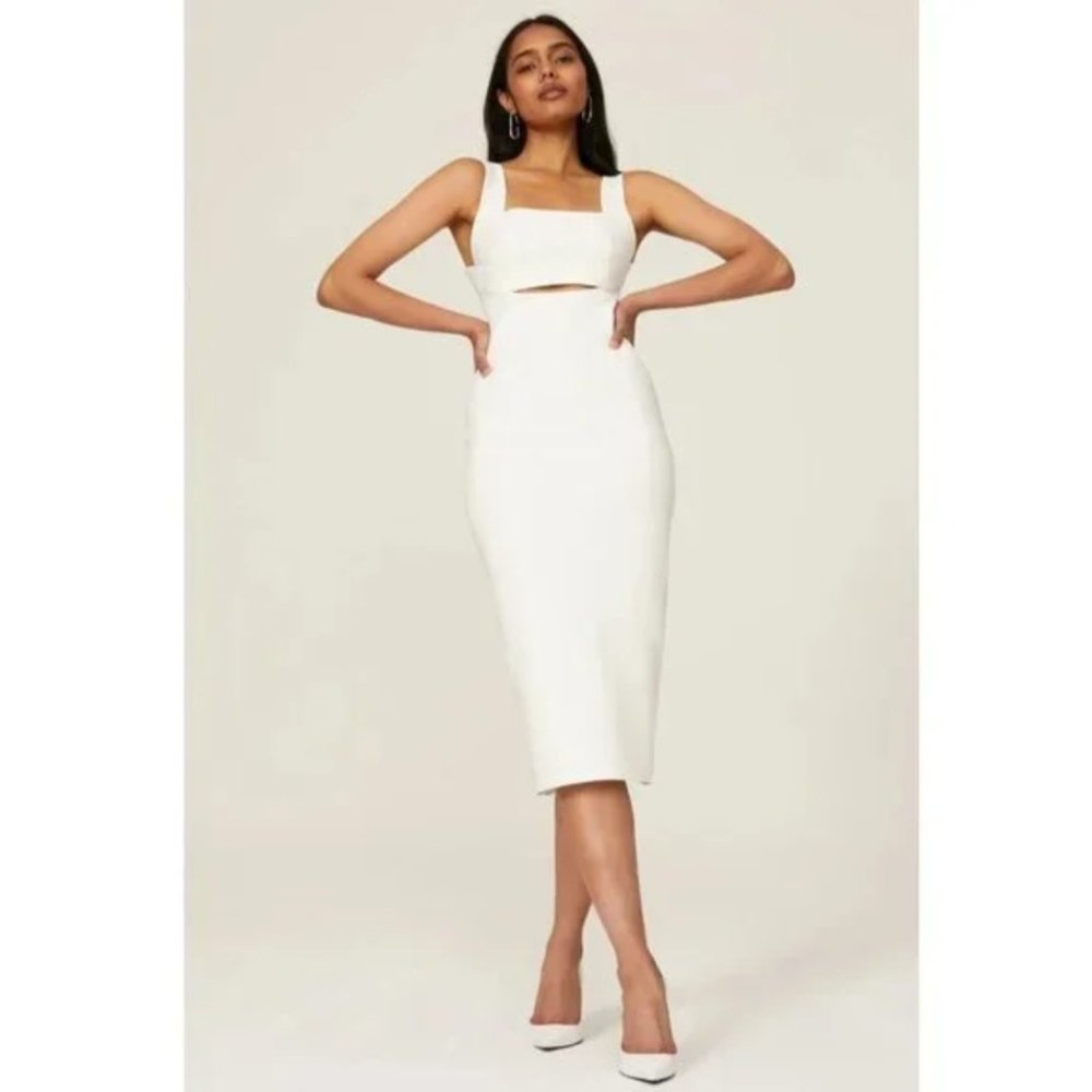 Victoria Beckham Cutout Midi Dress White Womens Size 2